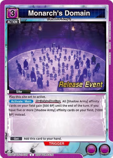 Monarch's Domain (UE17BT/SLG-1-035), SOLO LEVELING Release Event Cards — Union Arena card price