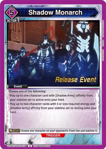 Shadow Monarch (UE17BT/SLG-1-039), SOLO LEVELING Release Event Cards — Union Arena card price