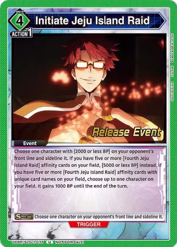 Initiate Jeju Island Raid (UE17BT/SLG-1-077), SOLO LEVELING Release Event Cards — Union Arena card price