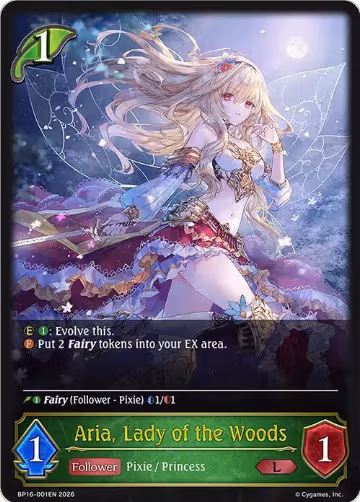 Aria, Lady of the Woods (BP16-001EN), New World Genesis — Shadowverse card price