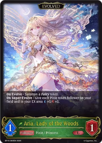Aria, Lady of the Woods (Evolved) (BP16-002EN), New World Genesis — Shadowverse card price