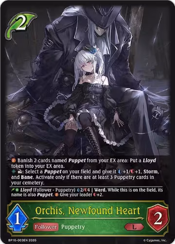 Orchis, Newfound Heart (BP16-003EN), New World Genesis — Shadowverse card price