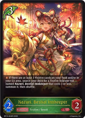 Nazuri, Bestial Innkeeper (BP16-004EN), New World Genesis — Shadowverse card price
