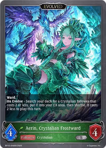 Aerin, Crystalian Frostward (Evolved) (BP16-010EN), New World Genesis — Shadowverse card price