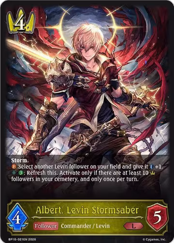 Albert, Levin Stormsaber (BP16-021EN), New World Genesis — Shadowverse card price