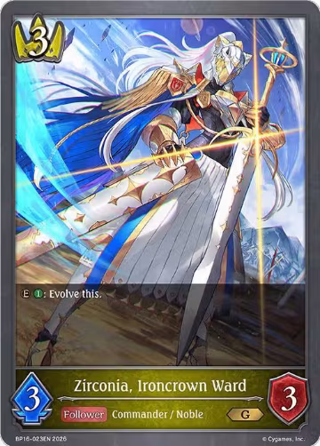 Zirconia, Ironcrown Ward (BP16-023EN), New World Genesis — Shadowverse card price