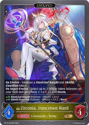 Zirconia, Ironcrown Ward (Evolved) (BP16-024EN), New World Genesis — Shadowverse card price