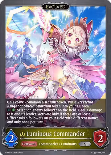 Luminous Commander (Evolved) (BP16-028EN), New World Genesis — Shadowverse card price