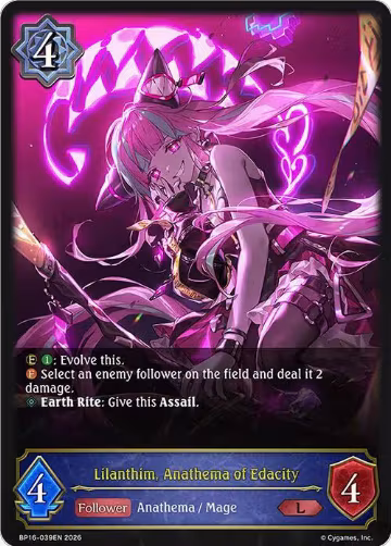 Lilanthim, Anathema of Edacity (BP16-039EN), New World Genesis — Shadowverse card price