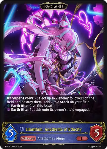 Lilanthim, Anathema of Edacity (Evolved) (BP16-040EN), New World Genesis — Shadowverse card price