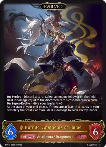 Burnite, Anathema of Flame (Evolved) (BP16-059EN), New World Genesis — Shadowverse card price