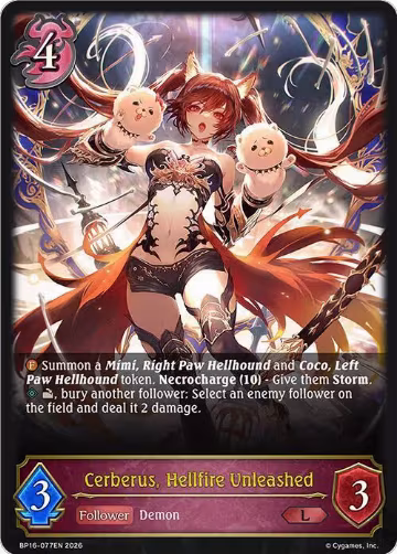 Cerberus, Hellfire Unleashed (BP16-077EN), New World Genesis — Shadowverse card price