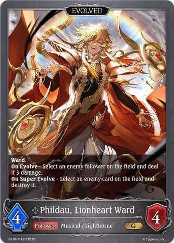 Phildau, Lionheart Ward (Evolved) (BP16-117EN), New World Genesis — Shadowverse card price