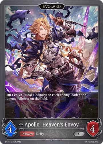 Apollo, Heaven's Envoy (Evolved) (BP16-121EN), New World Genesis — Shadowverse card price