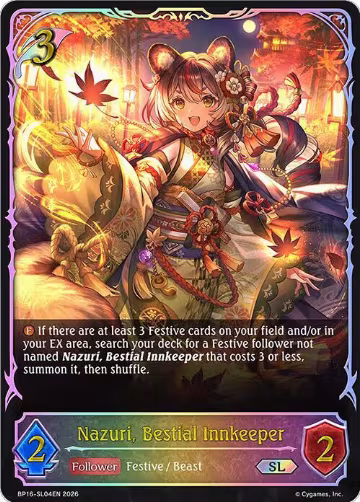 Nazuri, Bestial Innkeeper (SL) (BP16-SL04EN), New World Genesis — Shadowverse card price