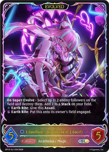 Lilanthim, Anathema of Edacity (Evolved) (SL) (BP16-SL11EN), New World Genesis — Shadowverse card price