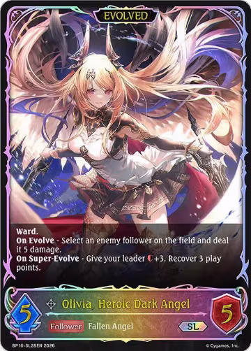 Olivia, Heroic Dark Angel (Evolved) (SL) (BP16-SL28EN), New World Genesis — Shadowverse card price