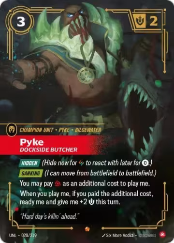Pyke, Dockside Butcher (028/219), Unleashed — Riftbound card price