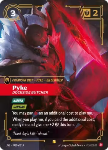 Pyke, Dockside Butcher (Alternate Art) (028a/219), Unleashed — Riftbound card price