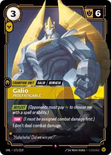 Galio, Indefatigable (171/219), Unleashed — Riftbound card price