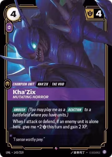 Kha'Zix, Mutating Horror (143/219), Unleashed — Riftbound card price