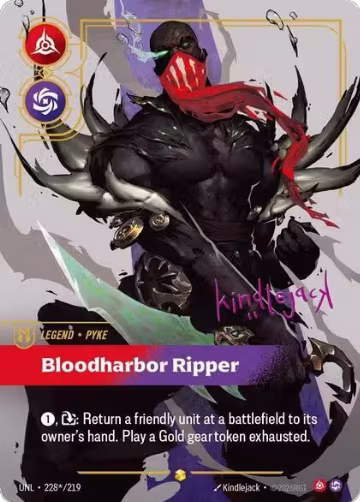 Pyke, Bloodharbor Ripper (Signature) (228*/219), Unleashed — Riftbound card price