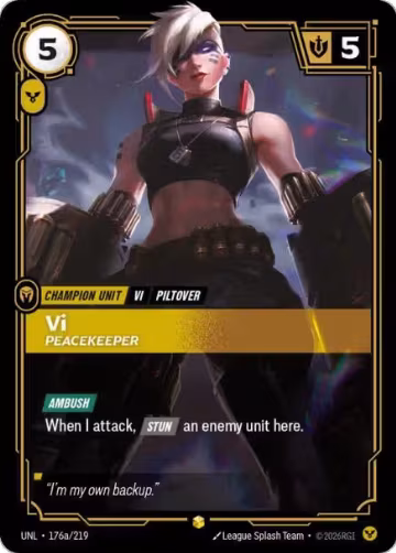 Vi, Peacekeeper (Alternate Art) (176a/219), Unleashed — Riftbound card price
