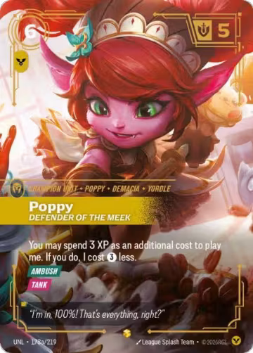 Poppy, Defender of the Meek (Alternate Art) (178a/219), Unleashed — Riftbound card price