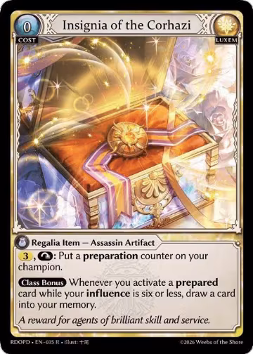 Insignia of the Corhazi (035), Radiant Origins: Pantheon — Grand Archive card price