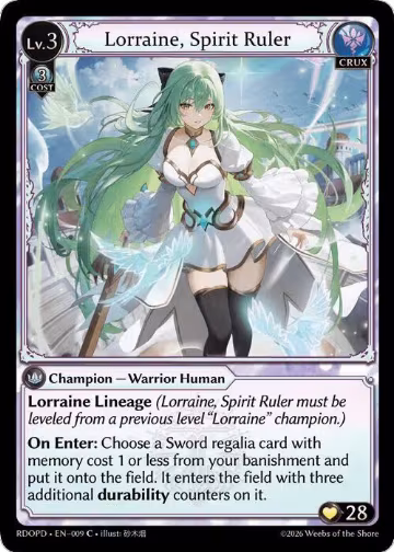 Lorraine, Spirit Ruler (009), Radiant Origins: Pantheon — Grand Archive card price