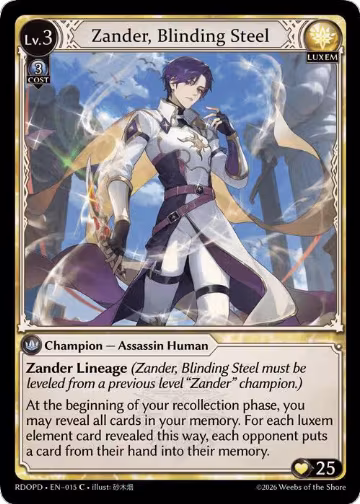 Zander, Blinding Steel (015), Radiant Origins: Pantheon — Grand Archive card price