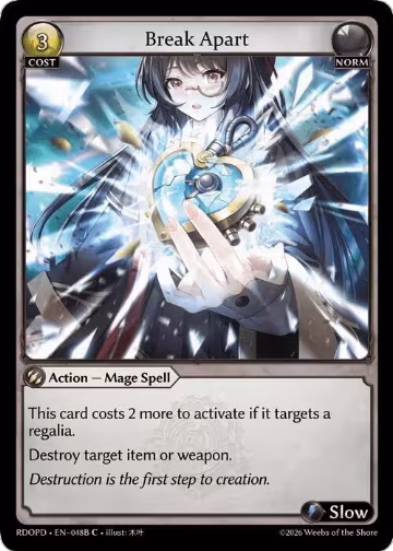 Break Apart (048B) (048B), Radiant Origins: Pantheon — Grand Archive card price