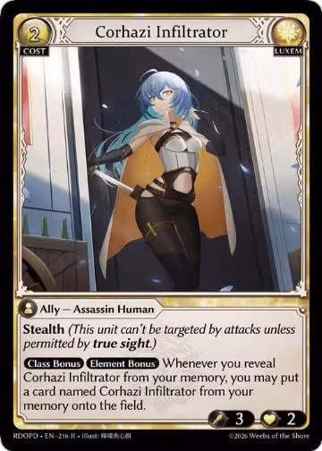 Corhazi Infiltrator (216), Radiant Origins: Pantheon — Grand Archive card price