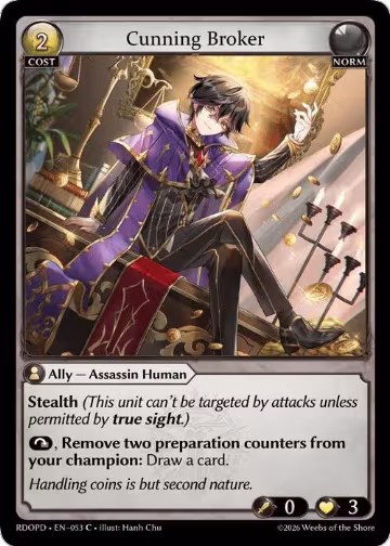Cunning Broker (053), Radiant Origins: Pantheon — Grand Archive card price