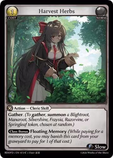 Harvest Herbs (073), Radiant Origins: Pantheon — Grand Archive card price