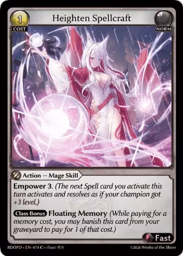 Heighten Spellcraft (074), Radiant Origins: Pantheon — Grand Archive card price