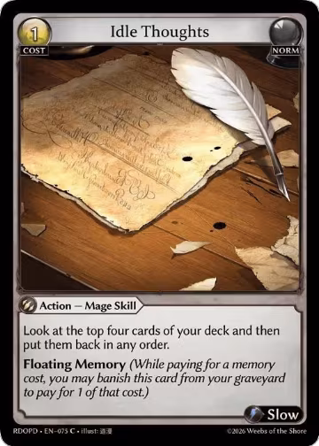 Idle Thoughts (075), Radiant Origins: Pantheon — Grand Archive card price