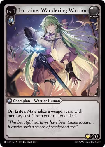 Lorraine, Wandering Warrior (007), Radiant Origins: Pantheon — Grand Archive card price