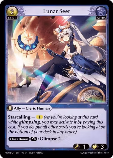 Lunar Seer (190), Radiant Origins: Pantheon — Grand Archive card price