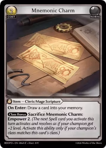 Mnemonic Charm (86A) (086A), Radiant Origins: Pantheon — Grand Archive card price