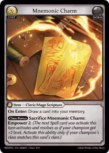 Mnemonic Charm (086B) (086B), Radiant Origins: Pantheon — Grand Archive card price