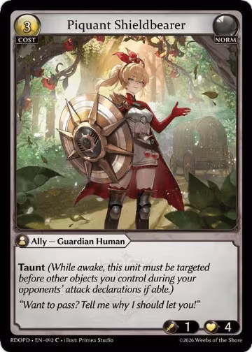 Piquant Shieldbearer (092), Radiant Origins: Pantheon — Grand Archive card price