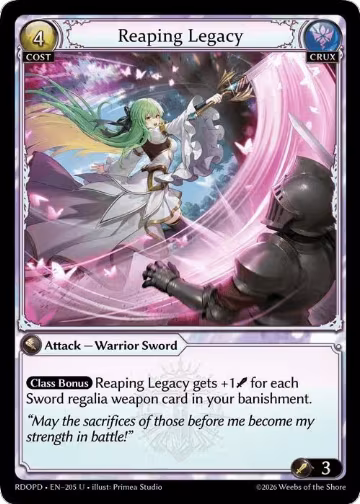 Reaping Legacy (205), Radiant Origins: Pantheon — Grand Archive card price