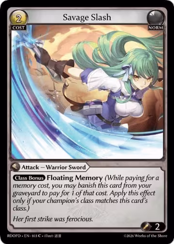 Savage Slash (103), Radiant Origins: Pantheon — Grand Archive card price
