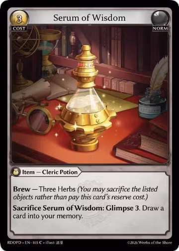 Serum of Wisdom (105), Radiant Origins: Pantheon — Grand Archive card price