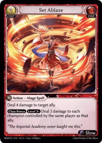 Set Ablaze (145), Radiant Origins: Pantheon — Grand Archive card price