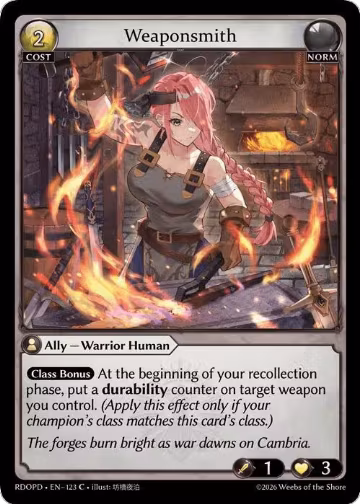 Weaponsmith (123), Radiant Origins: Pantheon — Grand Archive card price