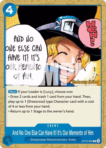 And No One Else Can Have It! It's Our Memento of Him (OP15-054), Adventure on Kami's Island Release Event Cards — One Piece card price