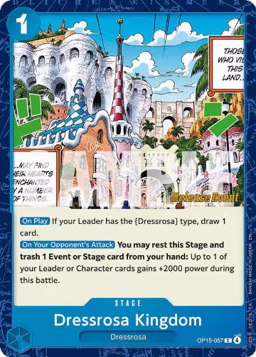 Dressrosa Kingdom (OP15-057), Adventure on Kami's Island Release Event Cards — One Piece card price