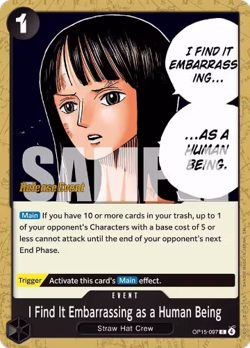 I Find It Embarrassing as a Human Being (OP15-097), Adventure on Kami's Island Release Event Cards — One Piece card price